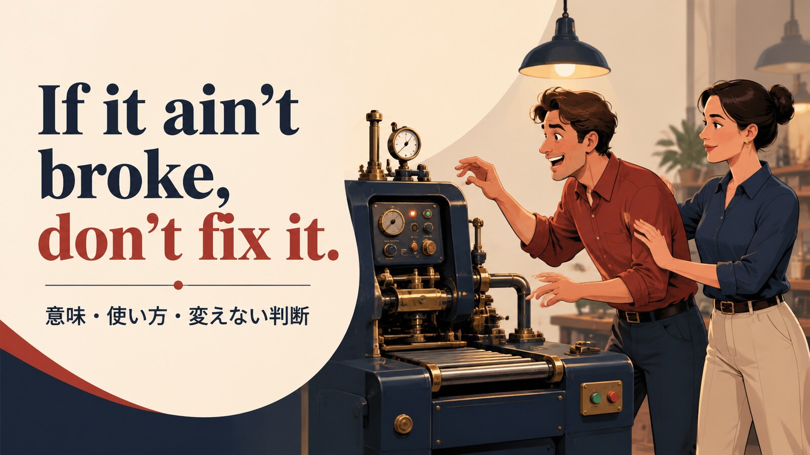 If it ain’t broke, don’t fix itの意味と使い方を示すアイキャッチ