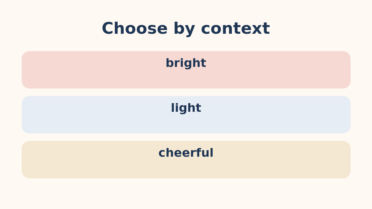 bright・light・cheerfulの違いを示す比較図