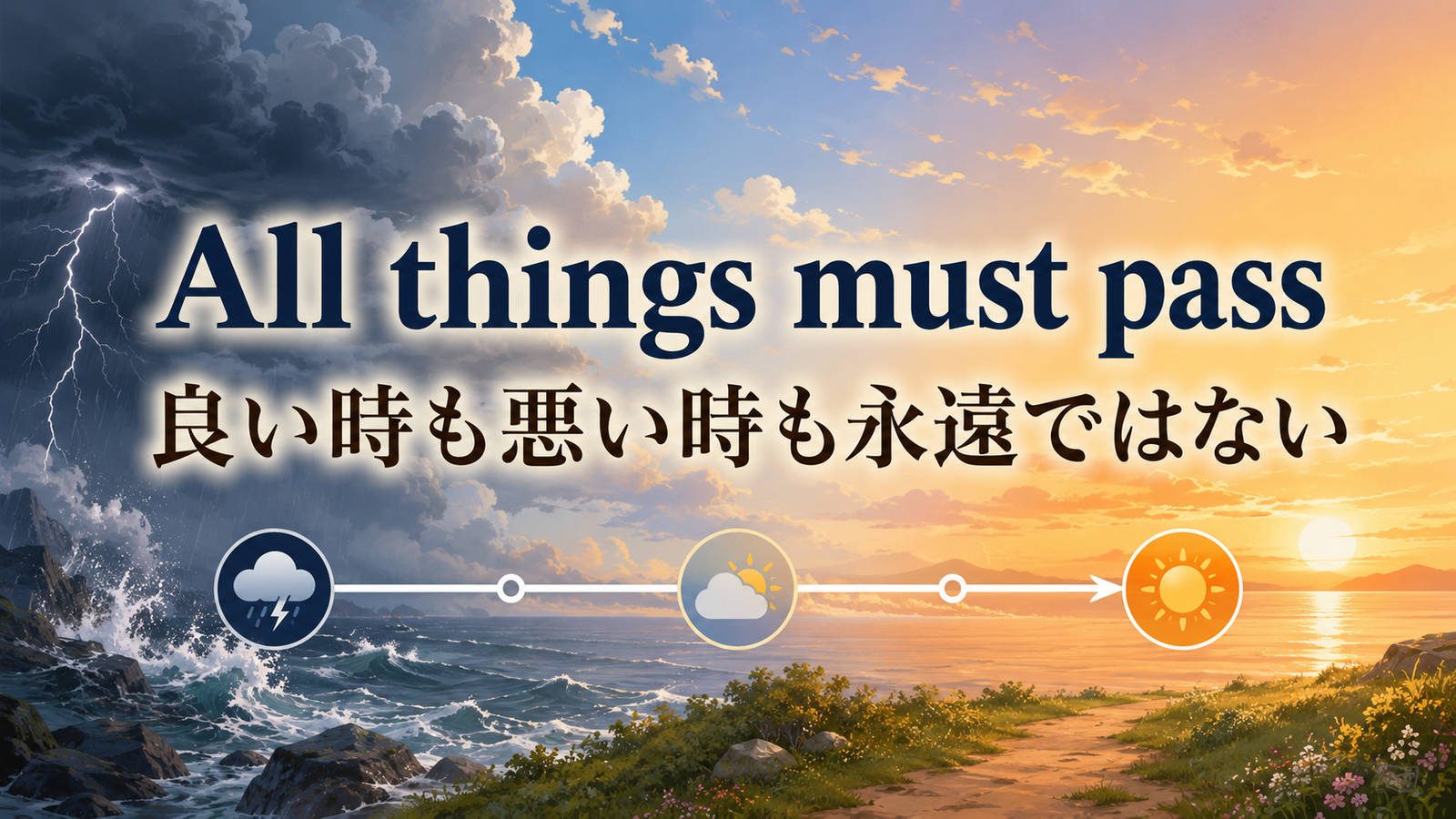 All things must passの直訳と実際の意味を比較する解説イラスト