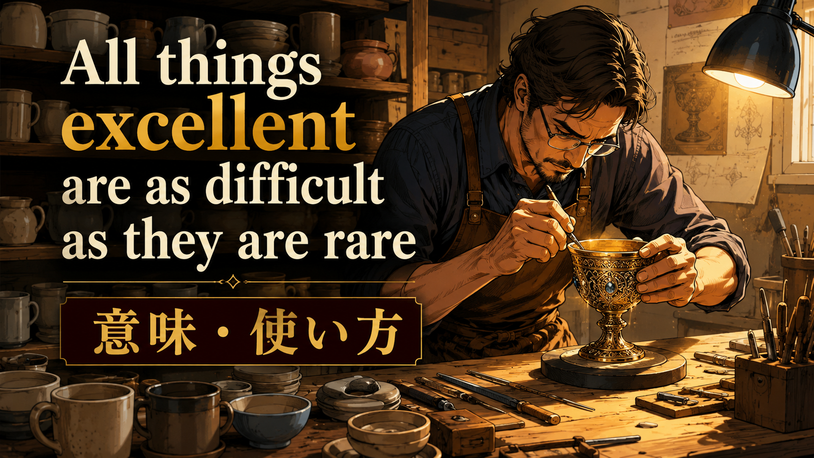 All things excellent are as difficult as they are rareの意味・使い方を解説するアイキャッチ画像