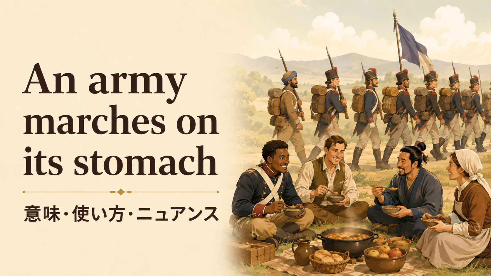 An army marches on its stomachの意味と使い方｜ニュアンス・例文・言い換え