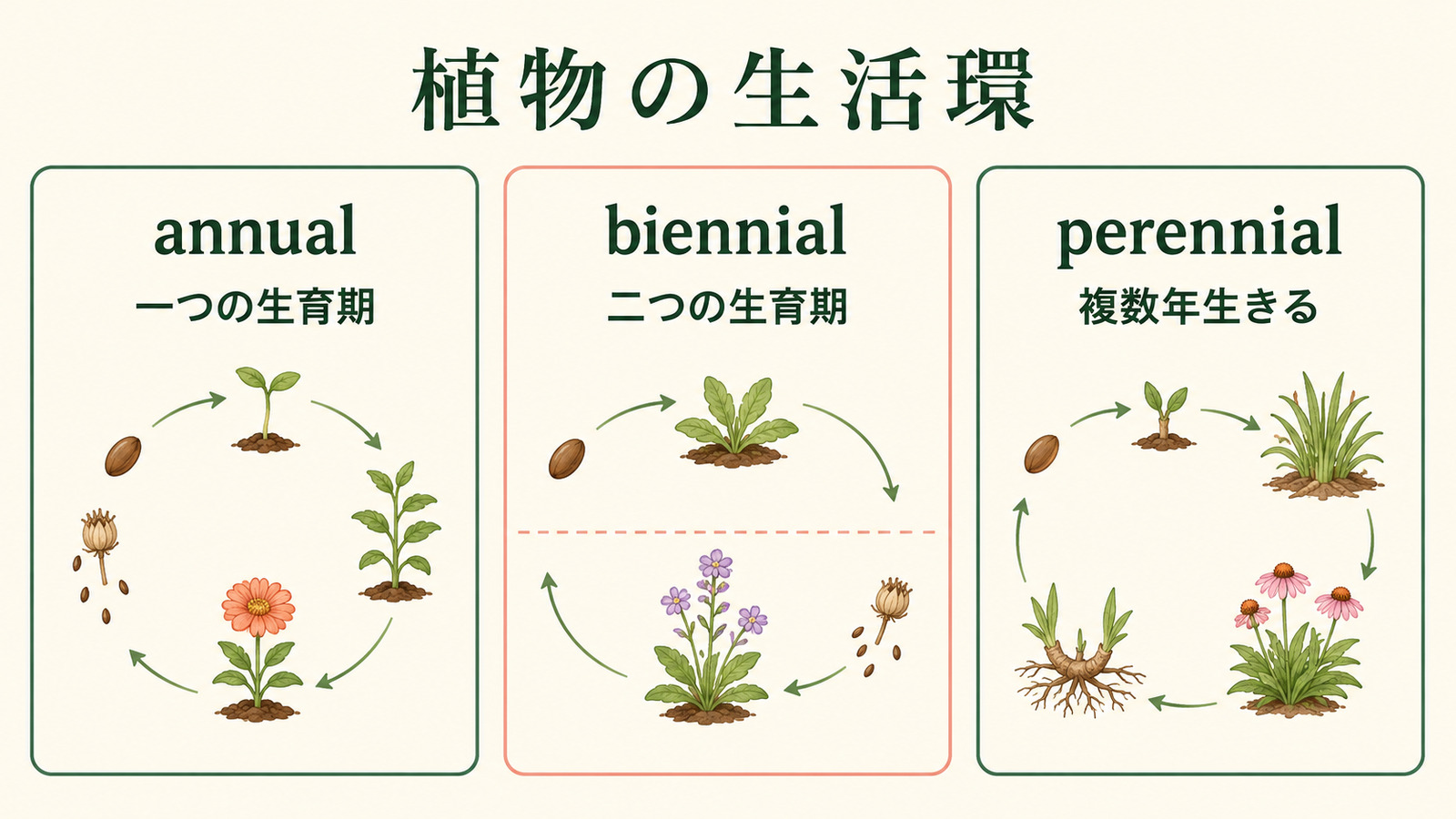 annual・biennial・perennialの違い