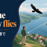 as the crow fliesの意味と使い方を解説するアイキャッチ画像