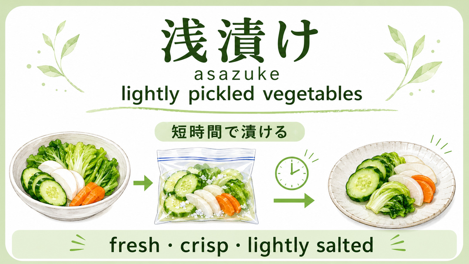 浅漬けの英語名と特徴を示す解説画像