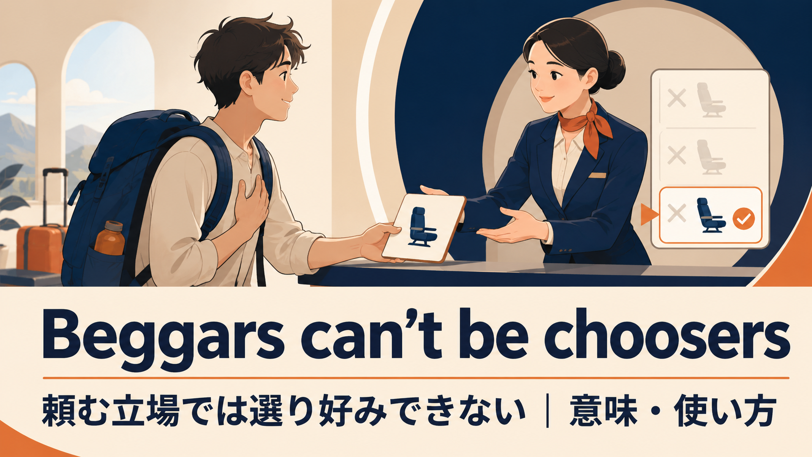 Beggars can’t be choosersの意味・使い方・ニュアンスを例文で解説