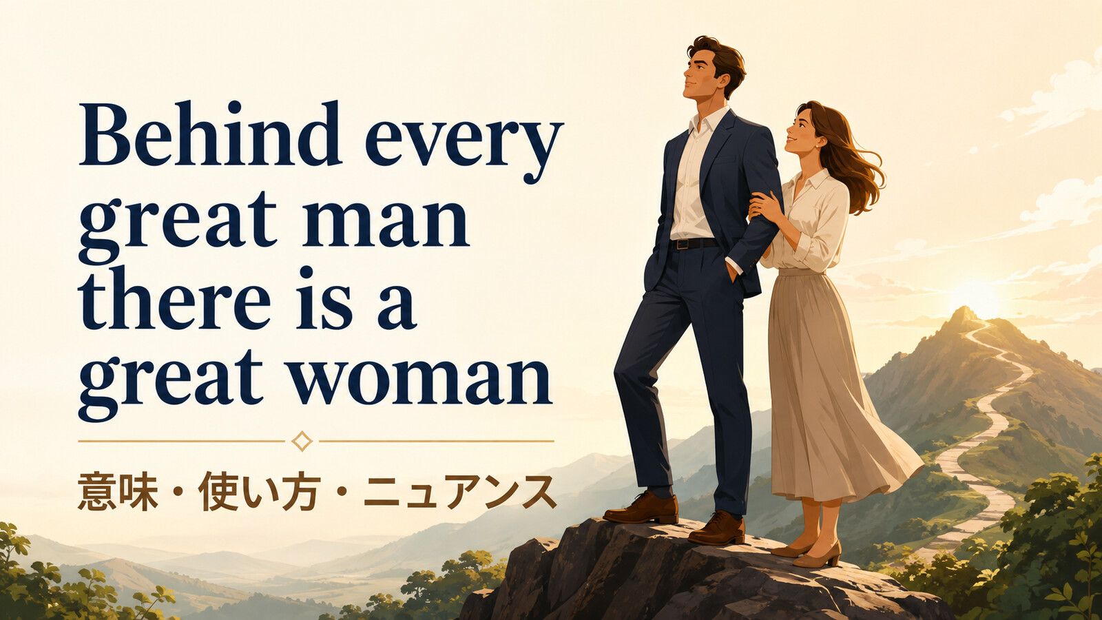 Behind every great man there is a great womanの意味・使い方｜ニュアンスと例文、似た表現との違い