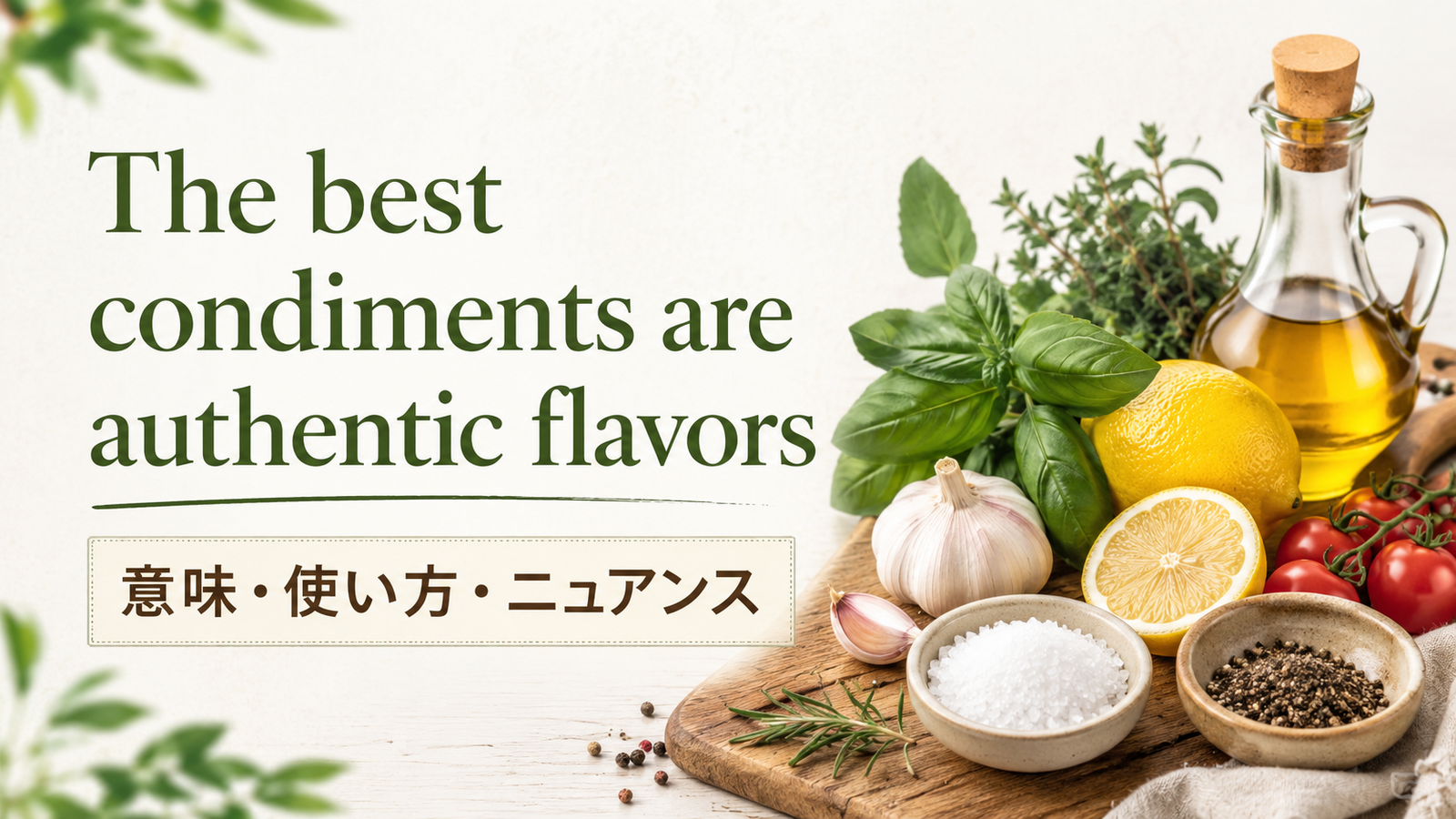 The best condiments are authentic flavorsの意味と使い方