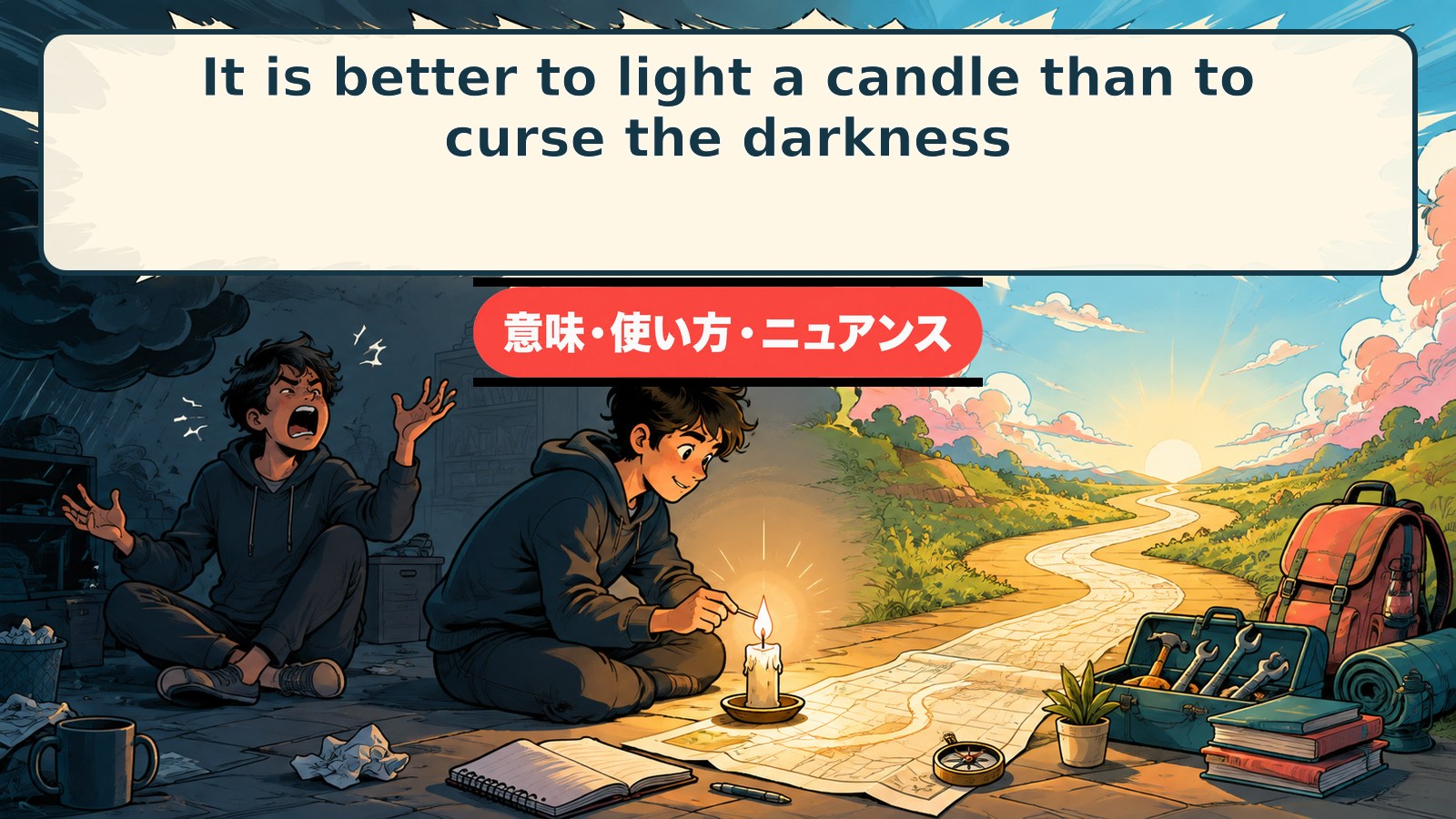 It is better to light a candle than to curse the darkness.の意味・使い方｜行動を促す英語