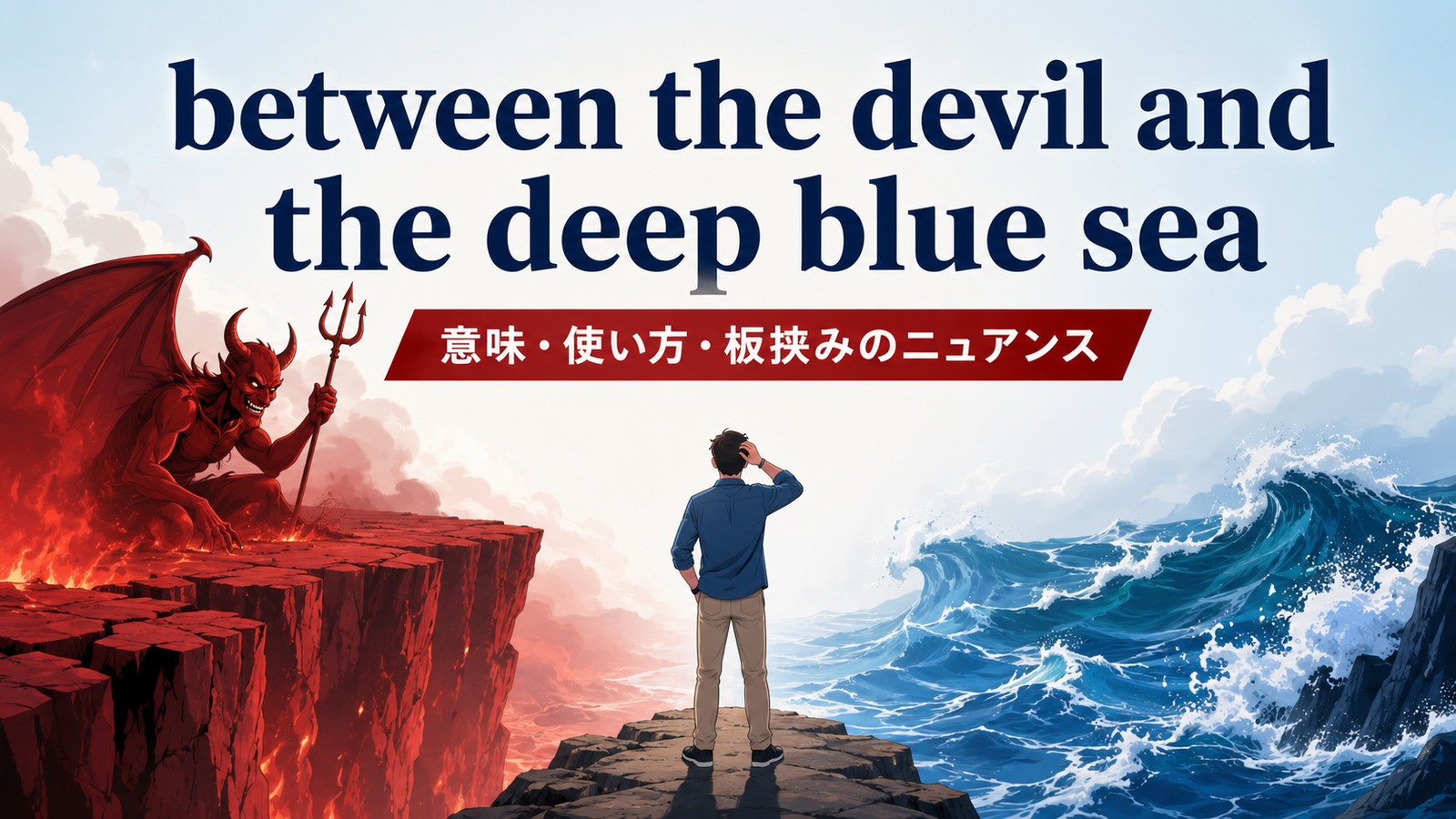 between the devil and the deep blue seaの意味・使い方を解説するアイキャッチ画像