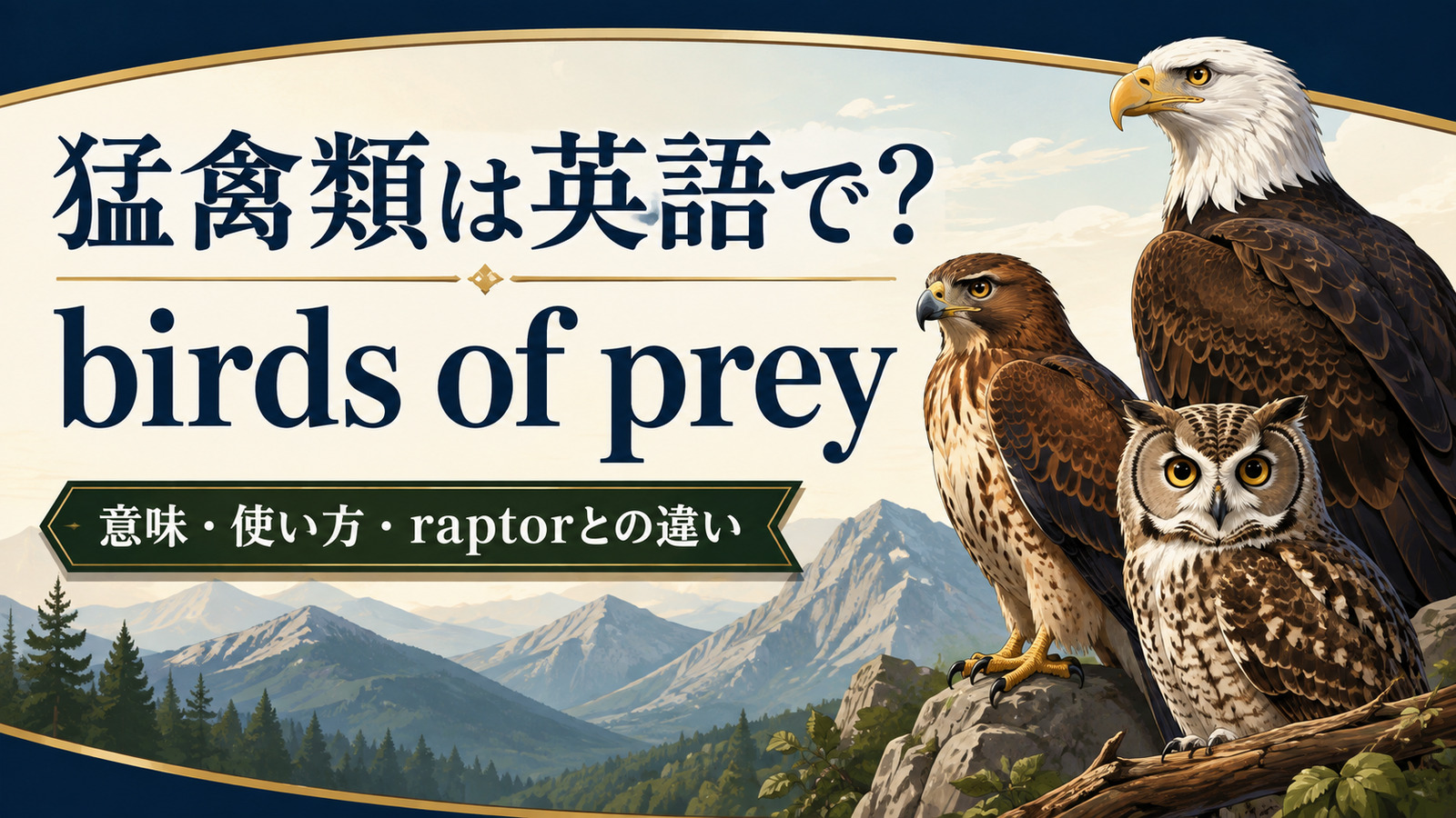 猛禽類は英語で？birds of prey・raptorの意味と違い、ワシ・タカ・フクロウの例文