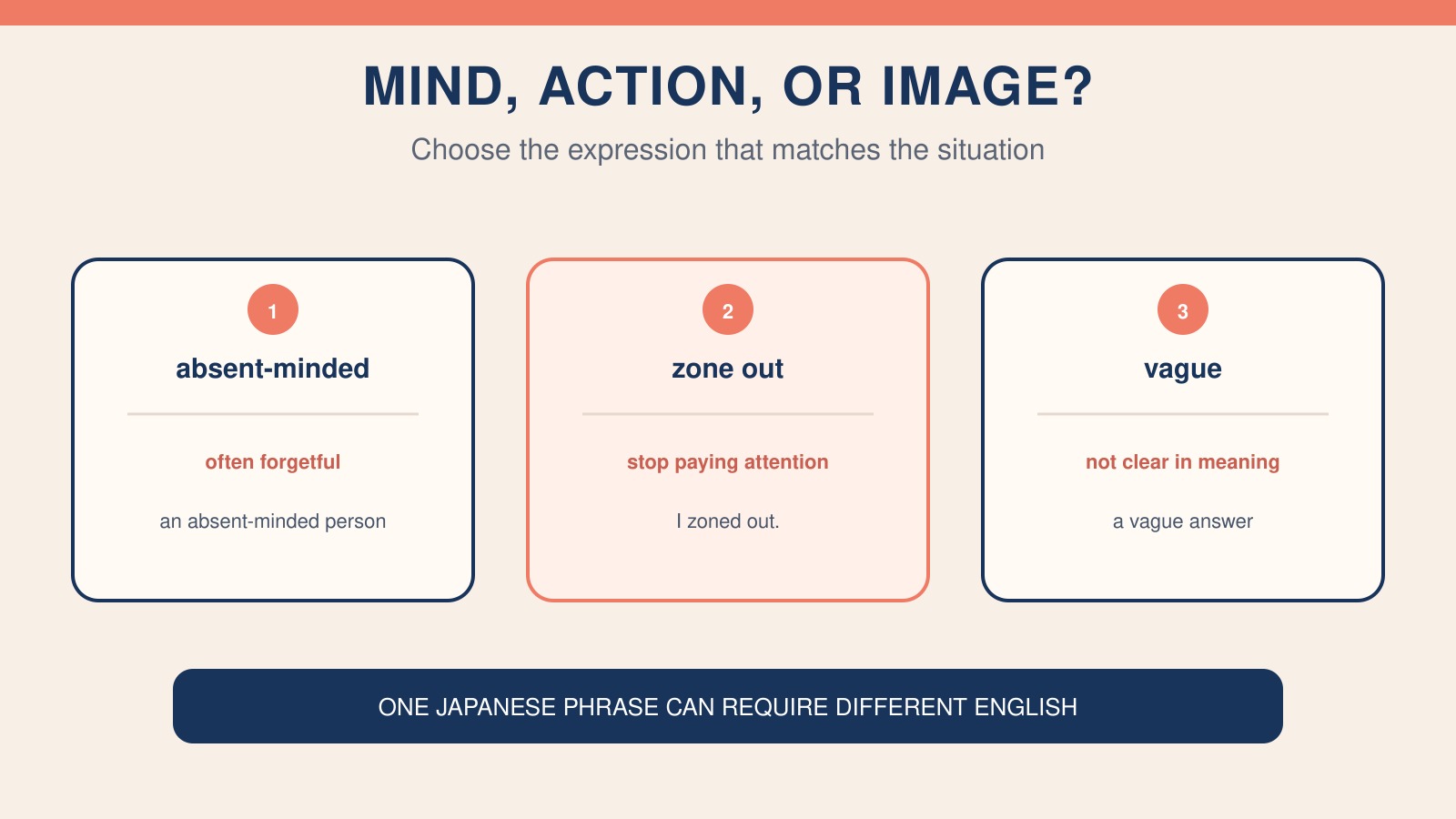 ぼんやりを表す英語3表現の違い
