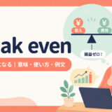 break evenの意味・使い方・例文を示すアイキャッチ