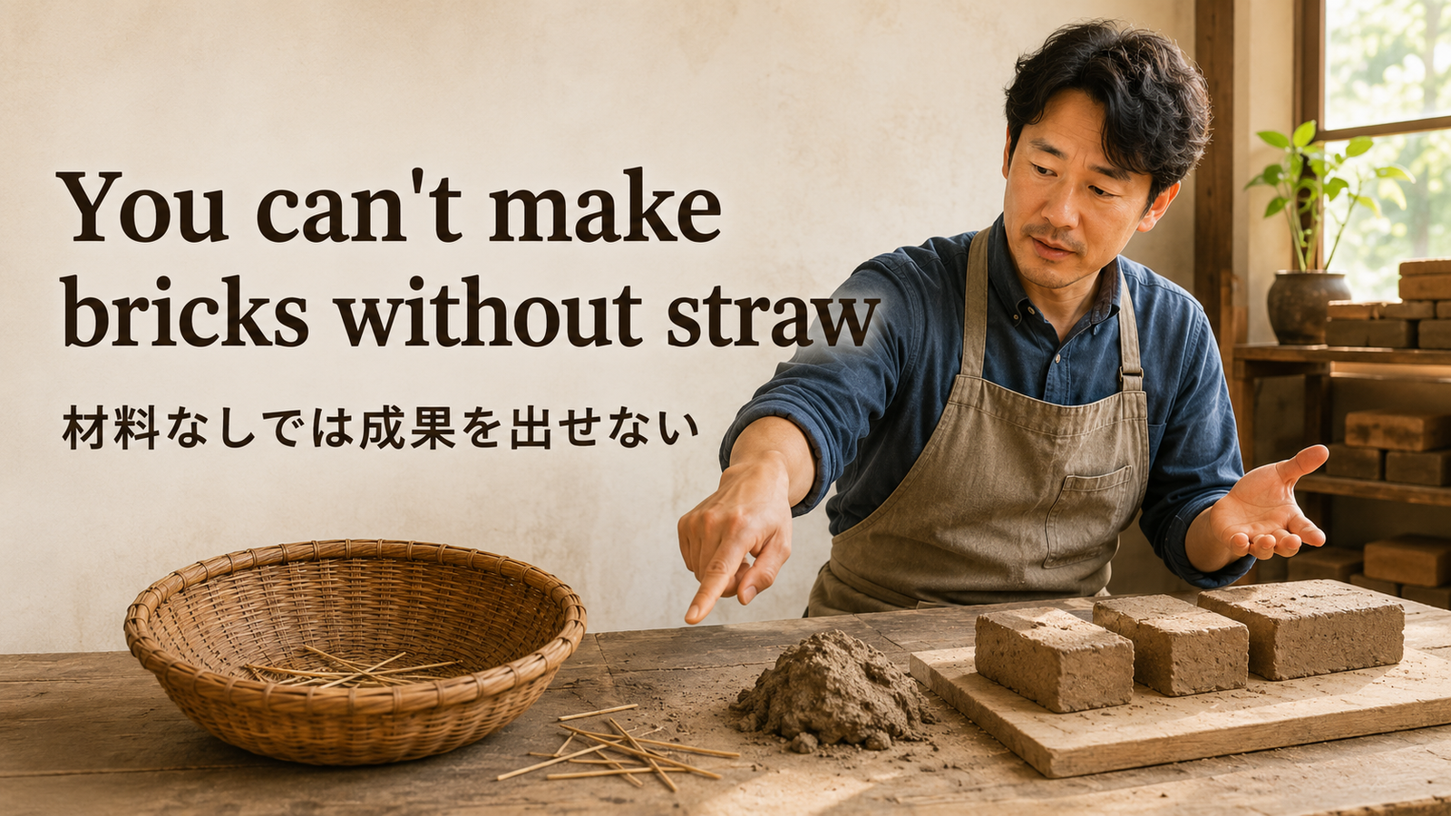 You can’t make bricks without strawの意味は？使い方・ニュアンス・例文と簡単な言い換え