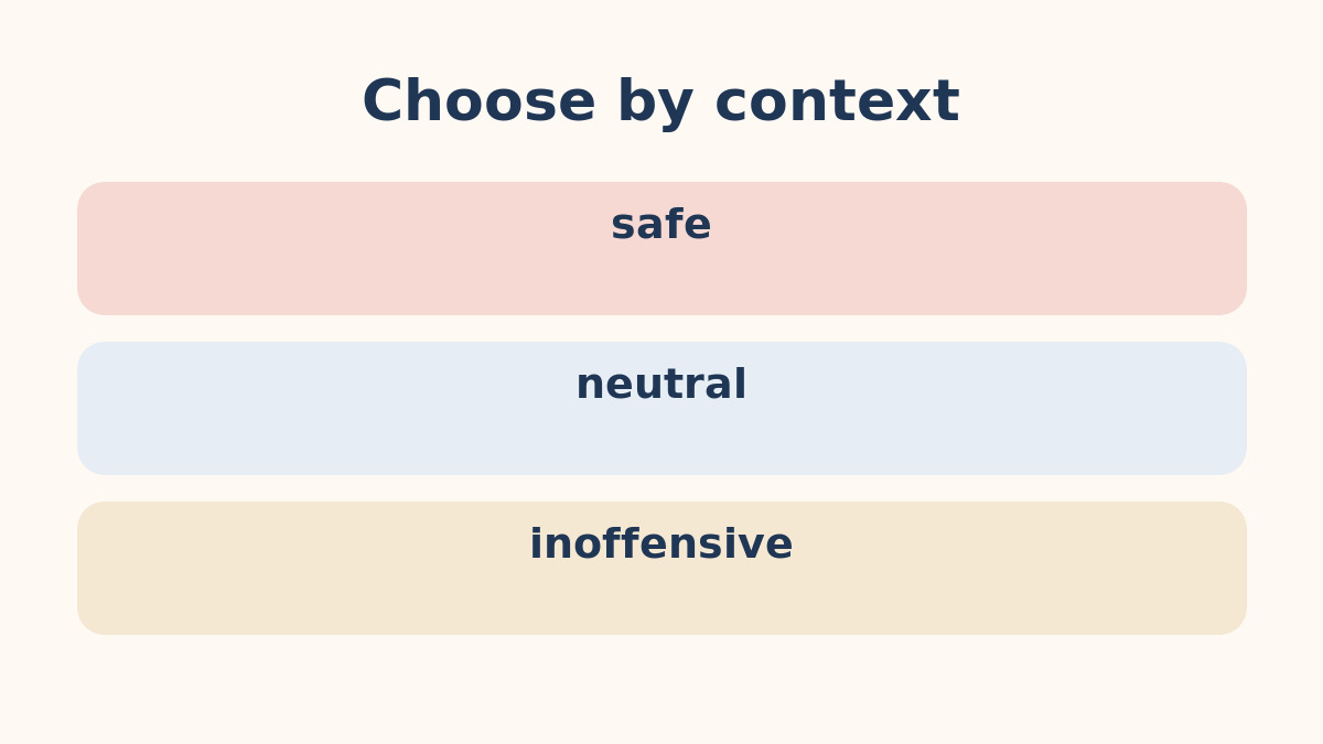 safe・neutral・inoffensiveの違いを示す比較図
