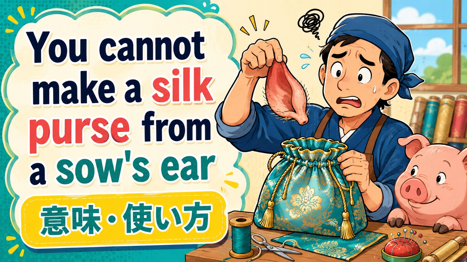 You cannot make a silk purse from a sow’s ear.の意味・使い方｜材料の限界を表すことわざ