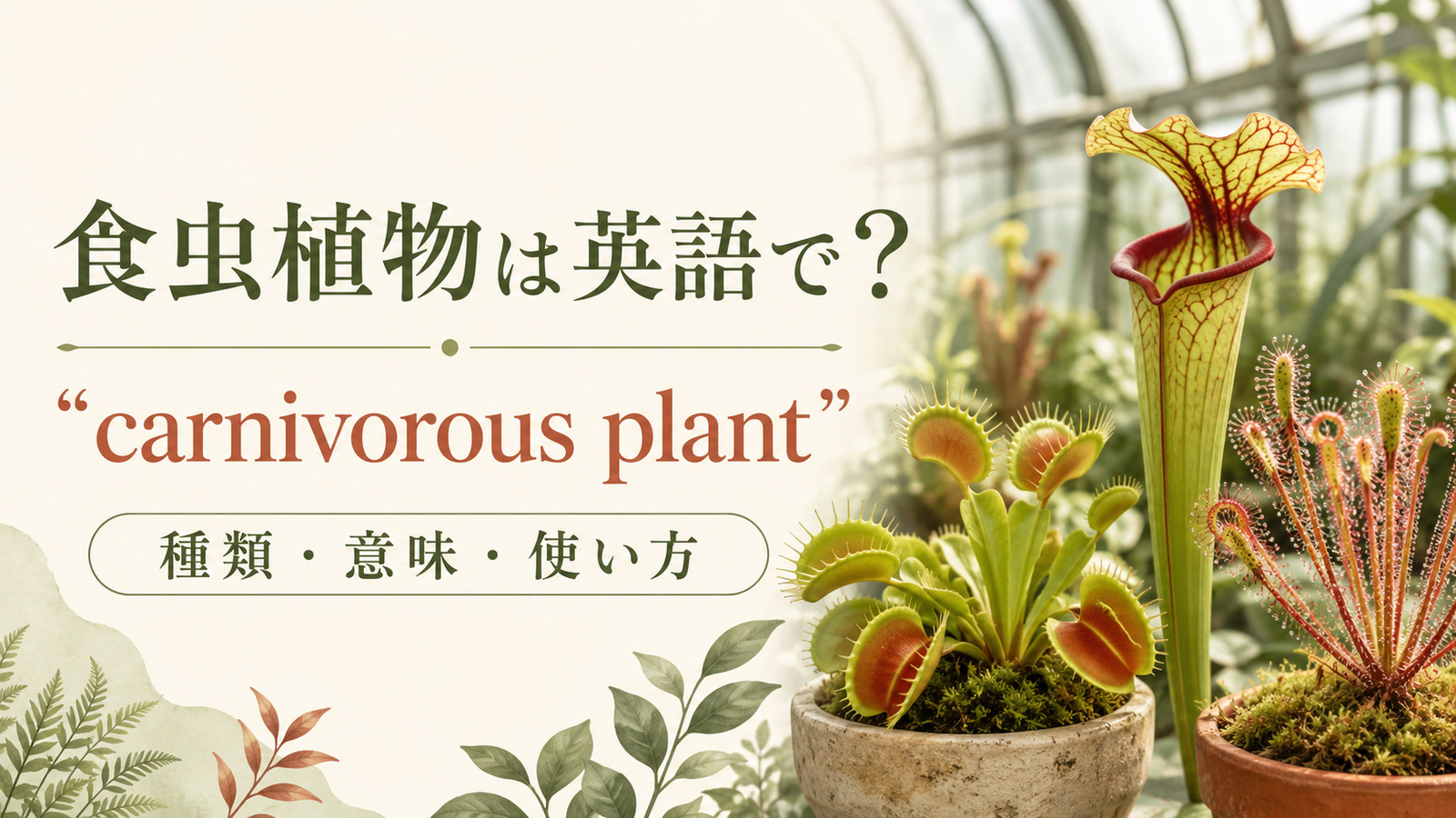 食虫植物は英語でcarnivorous plantと紹介するアイキャッチ画像