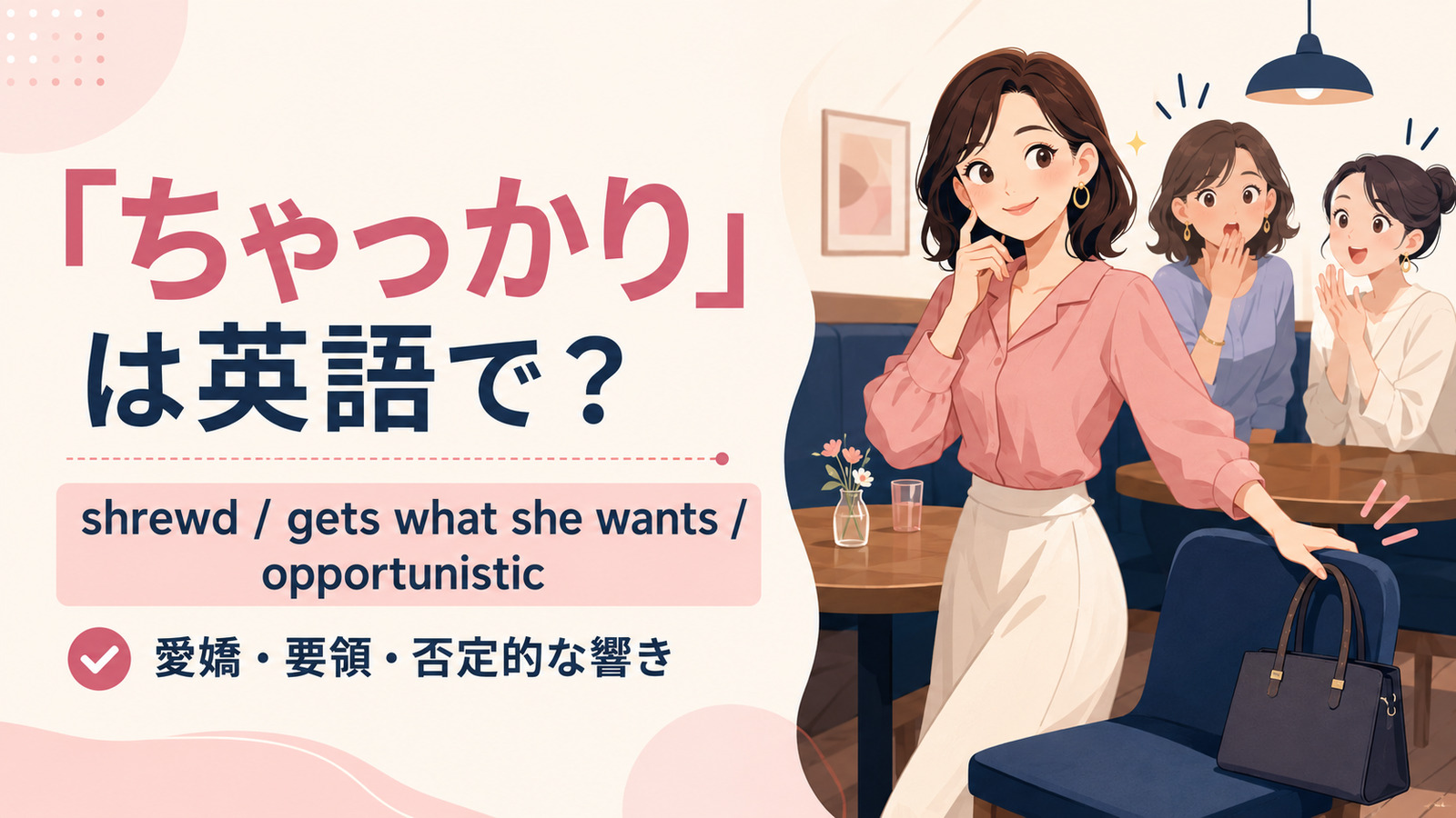 「ちゃっかり」は英語で?代表表現と使い分け