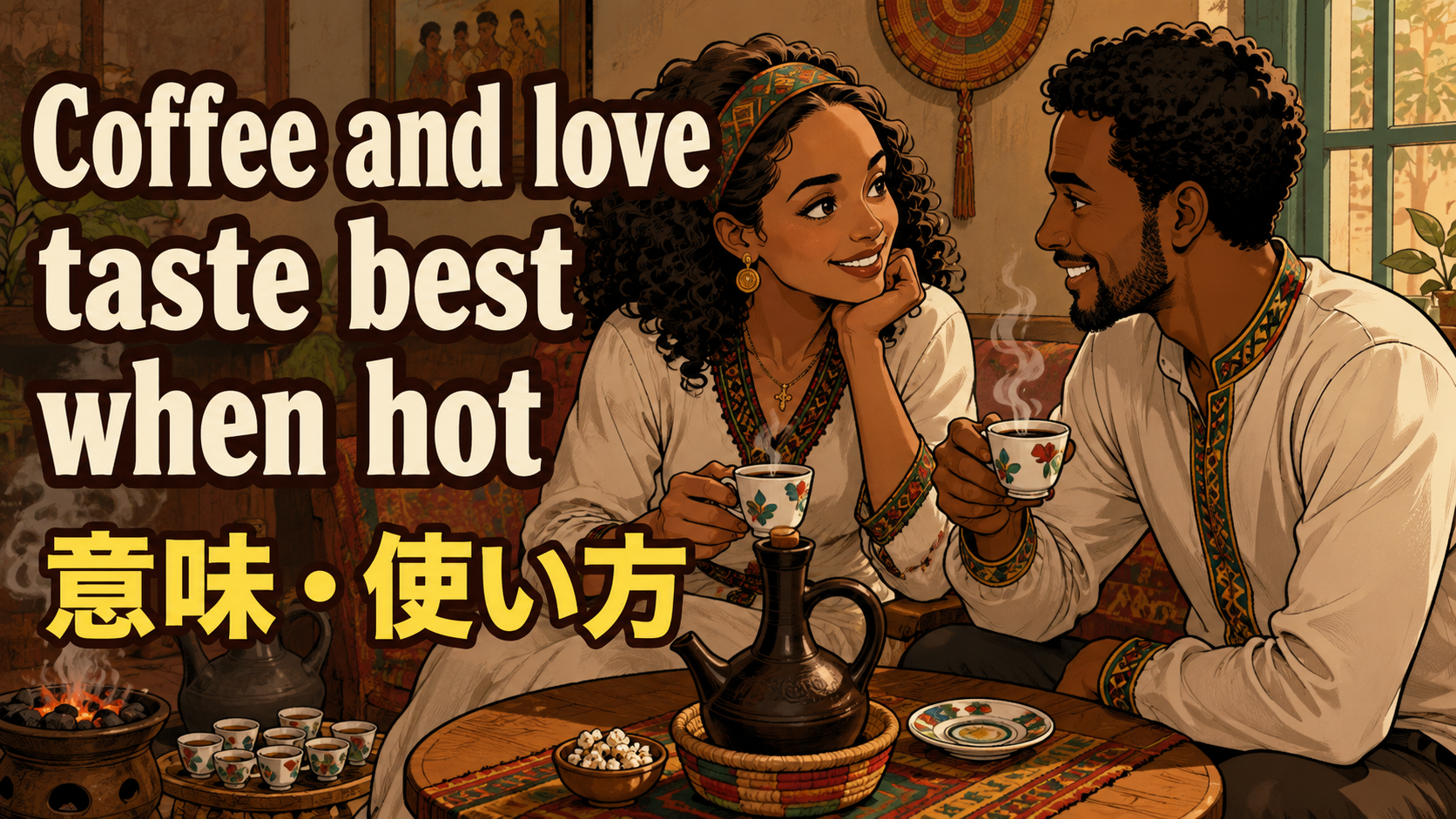 Coffee and love taste best when hotの意味・使い方を解説するアイキャッチ画像