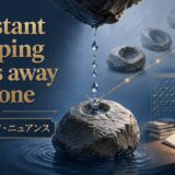 Constant dripping wears away a stoneの意味・使い方・ニュアンスを示すアイキャッチ