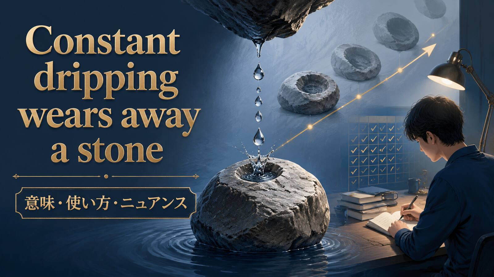 Constant dripping wears away a stone の意味は？使い方・ニュアンス・例文を解説
