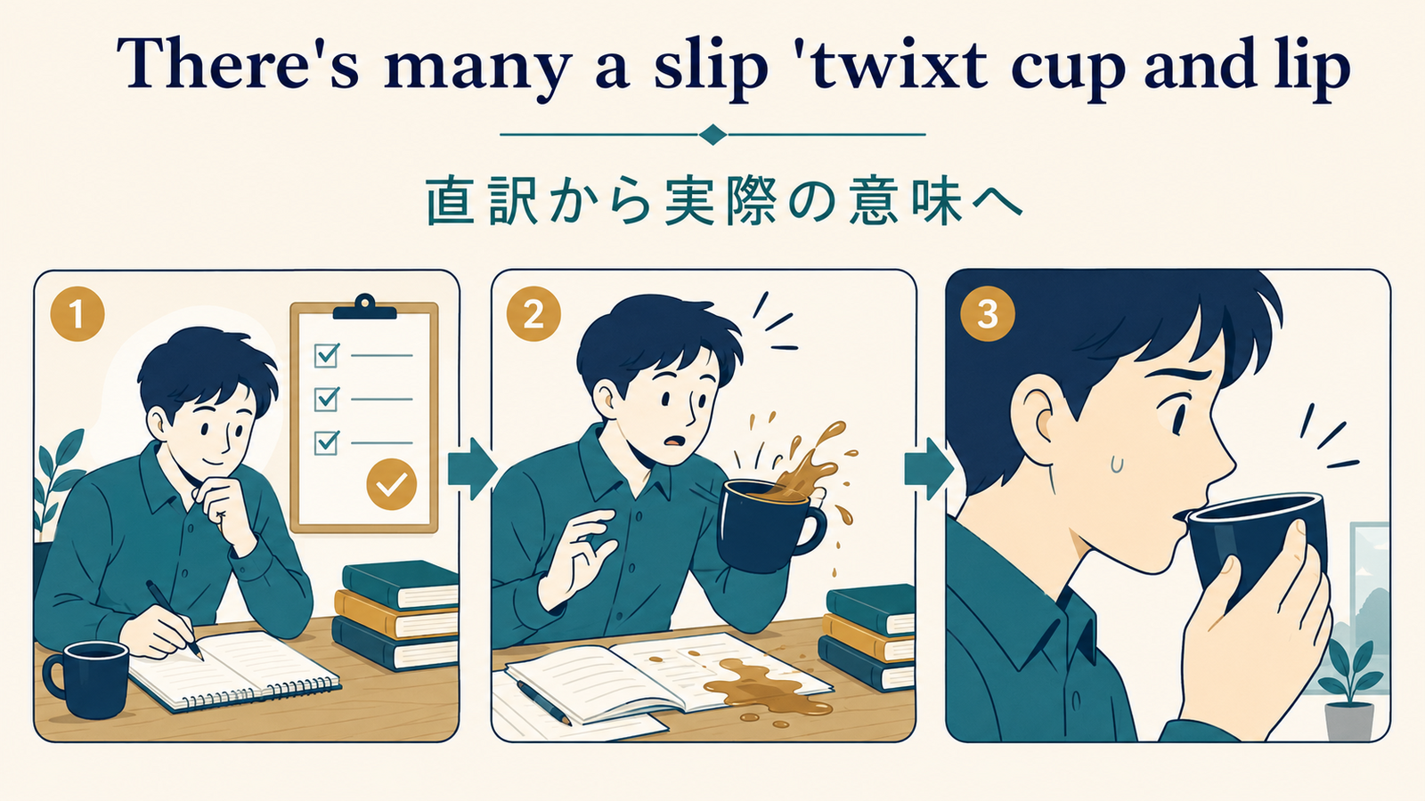 There's many a slip 'twixt cup and lipを直訳から理解する解説図