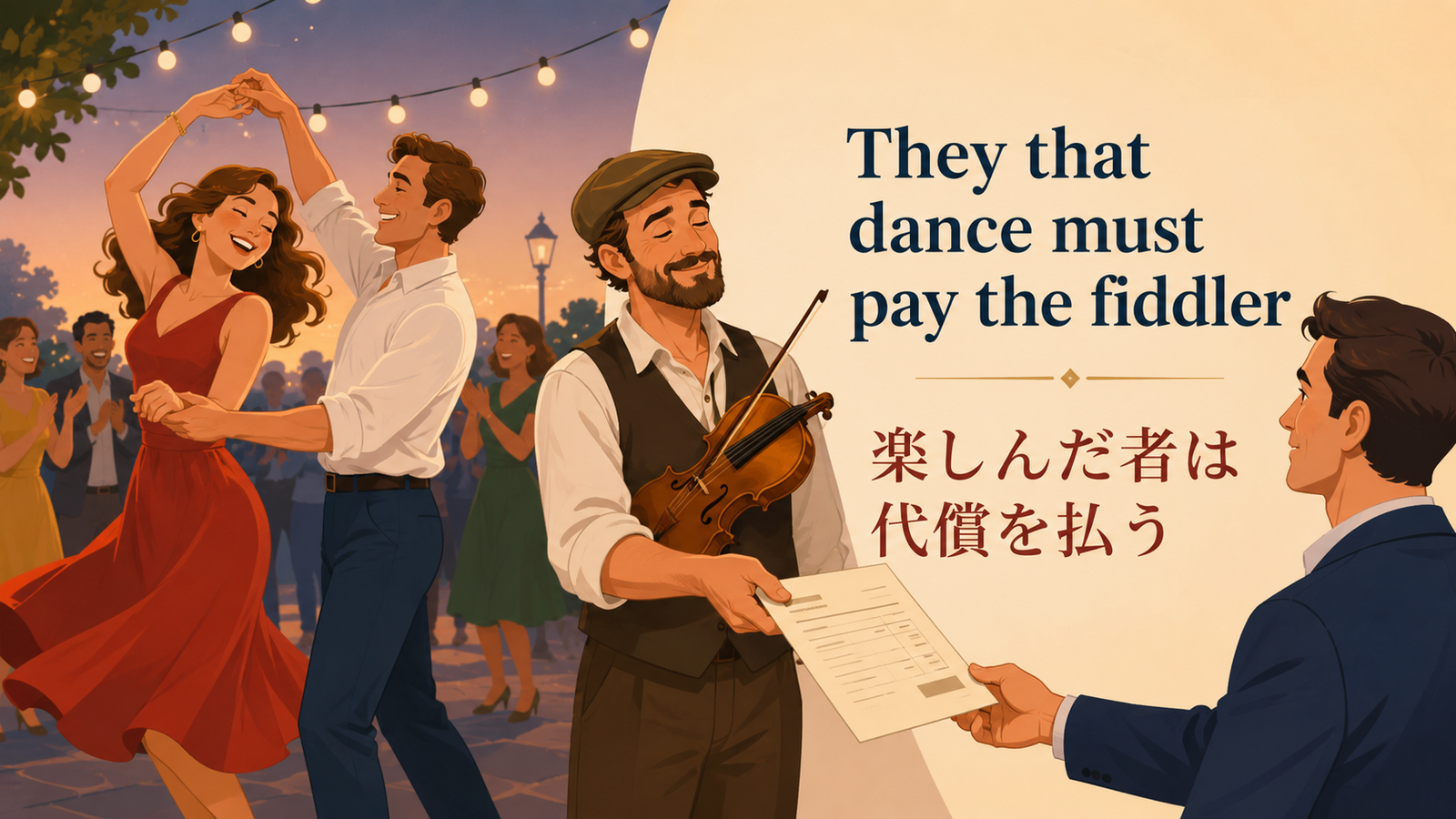 They that dance must pay the fiddler の意味・使い方｜ニュアンスと例文を解説