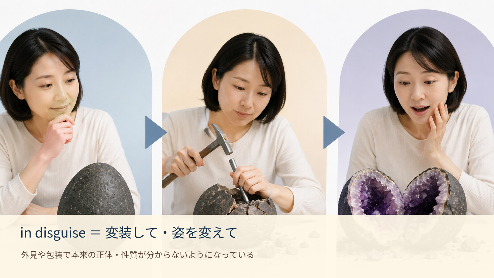 in disguise の意味を示す解説イラスト
