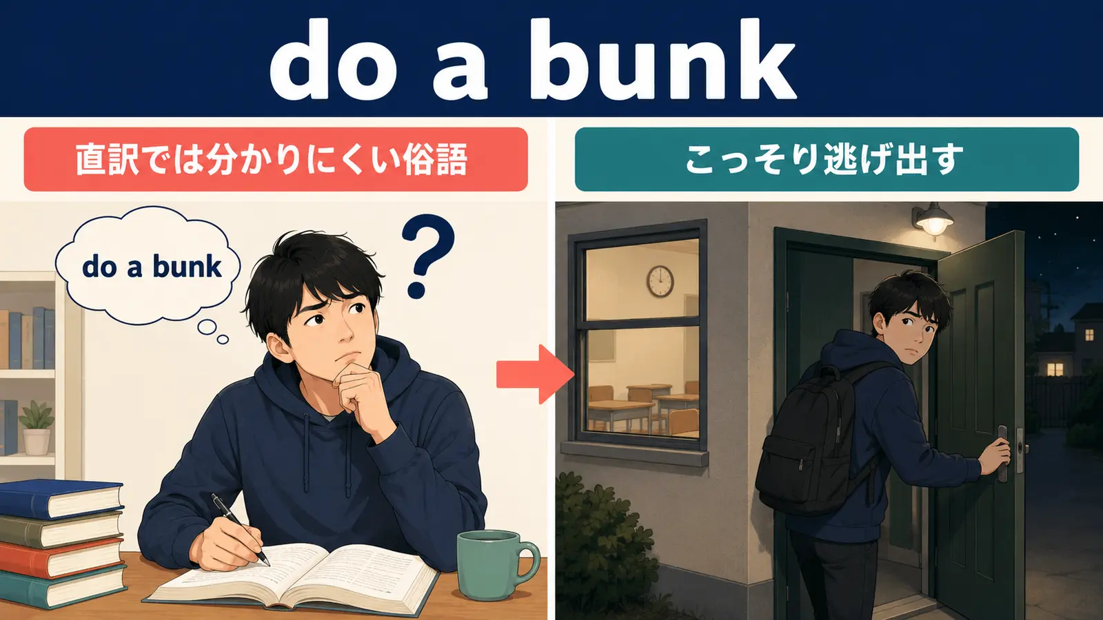do a bunkの直訳イメージと実際の意味の比較図