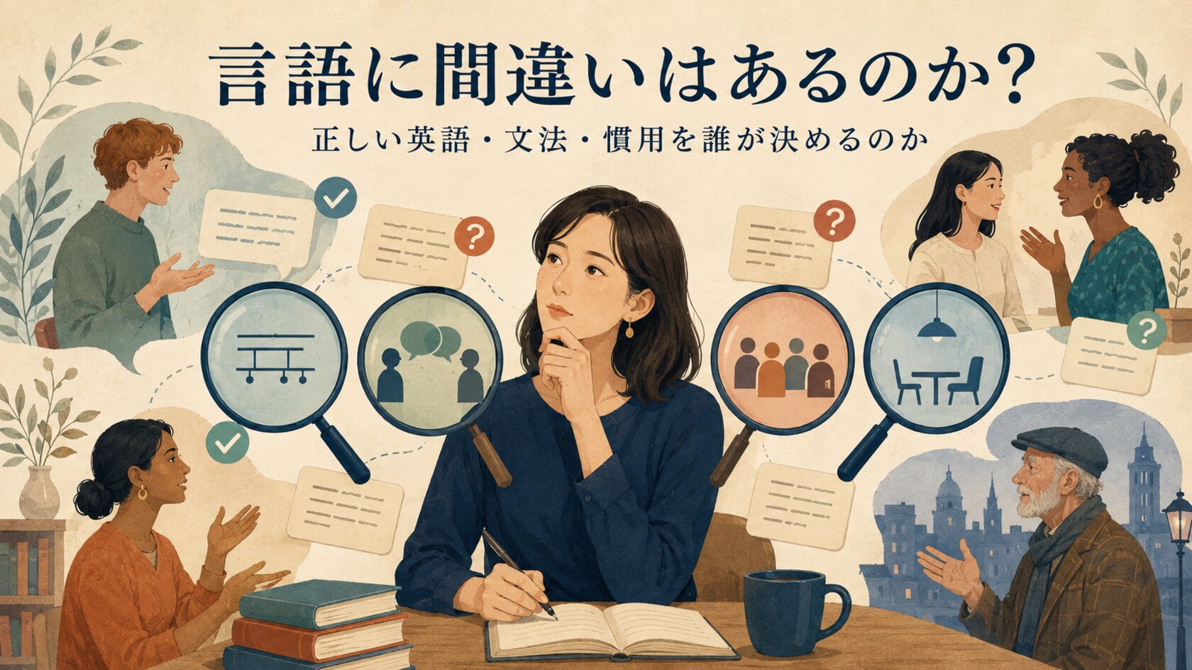 英語表現を形、意味、共同体、場面の観点から考える女性