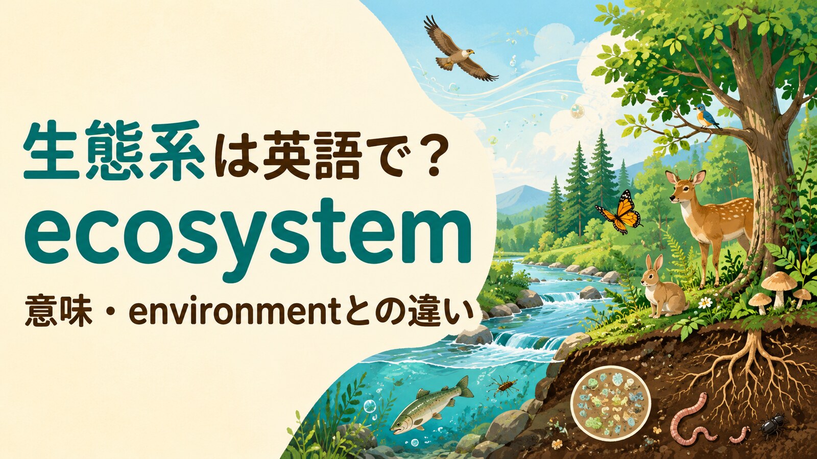 生態系は英語でecosystem。意味とenvironmentとの違い
