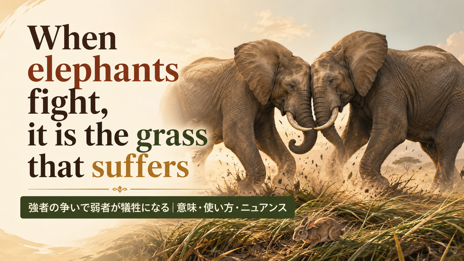 When elephants fight, it is the grass that suffersの意味と使い方