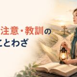 失敗・注意・教訓の英語ことわざと分かれ道で考える女性
