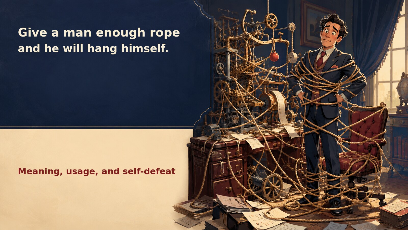 Give a man enough rope and he will hang himselfの意味・使い方｜ニュアンスと例文、似た表現との違い