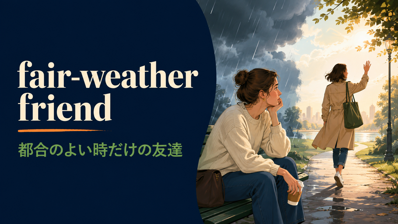 fair-weather friendの意味は？「都合のよい時だけの友達・順調な時にしかいない友人」の使い方・ニュアンスと例文