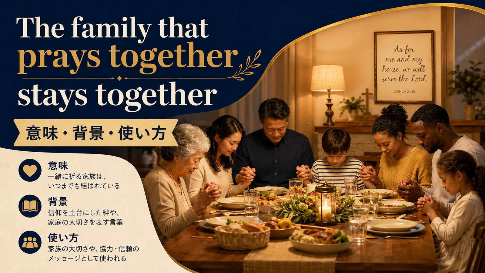 The family that prays together stays togetherの意味・使い方を解説するアイキャッチ画像