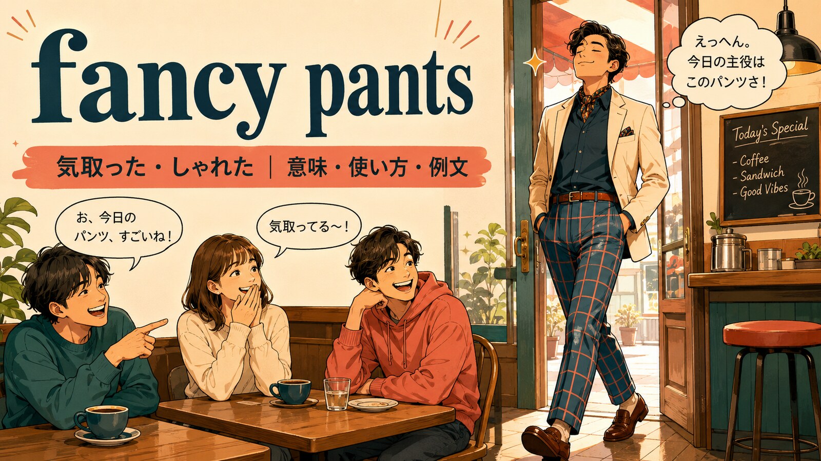 fancy pantsの意味・使い方・例文を紹介するアイキャッチ画像