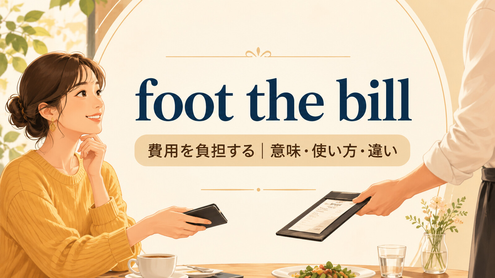 foot the billの意味は？「費用を負担する」の使い方・ニュアンスと例文