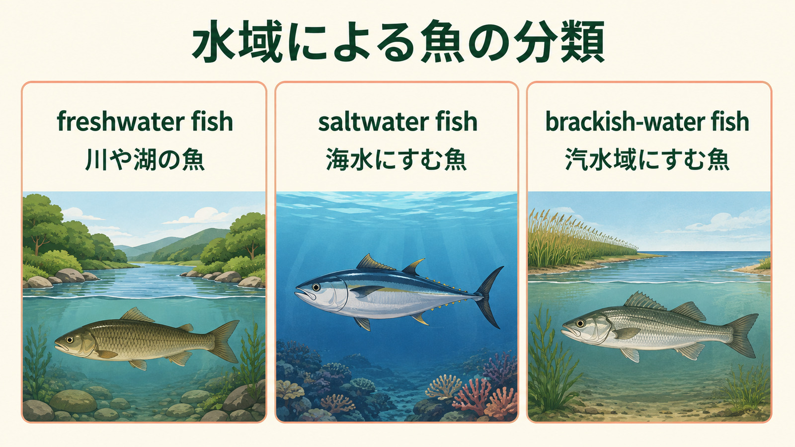 freshwater・saltwater・brackish-water fishの違い