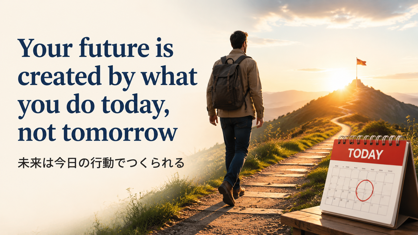 Your future is created by what you do today, not tomorrowの意味は？使い方・ニュアンス・例文と簡単な言い換え