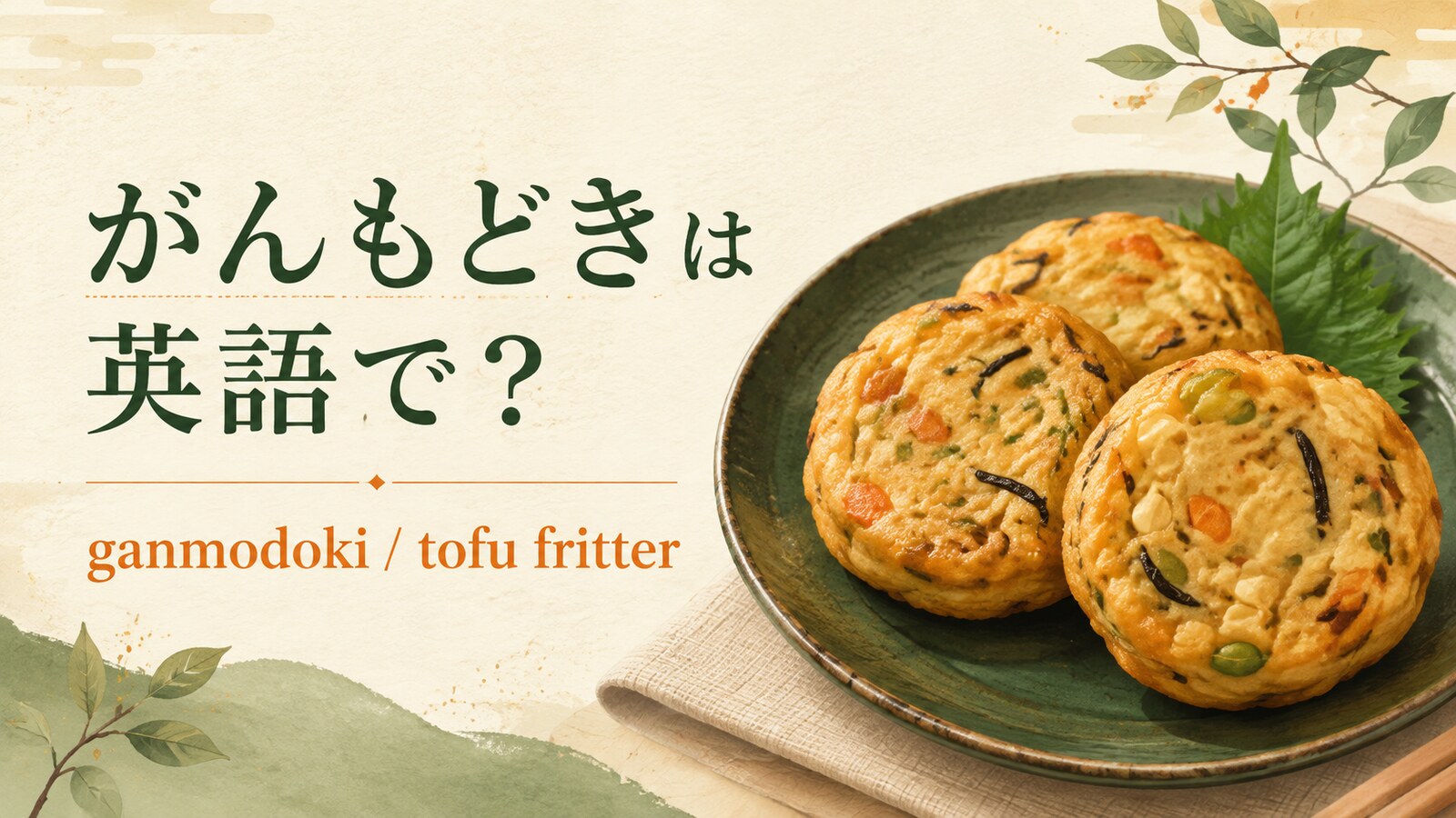 がんもどきは英語でganmodokiと表すことを紹介するアイキャッチ画像