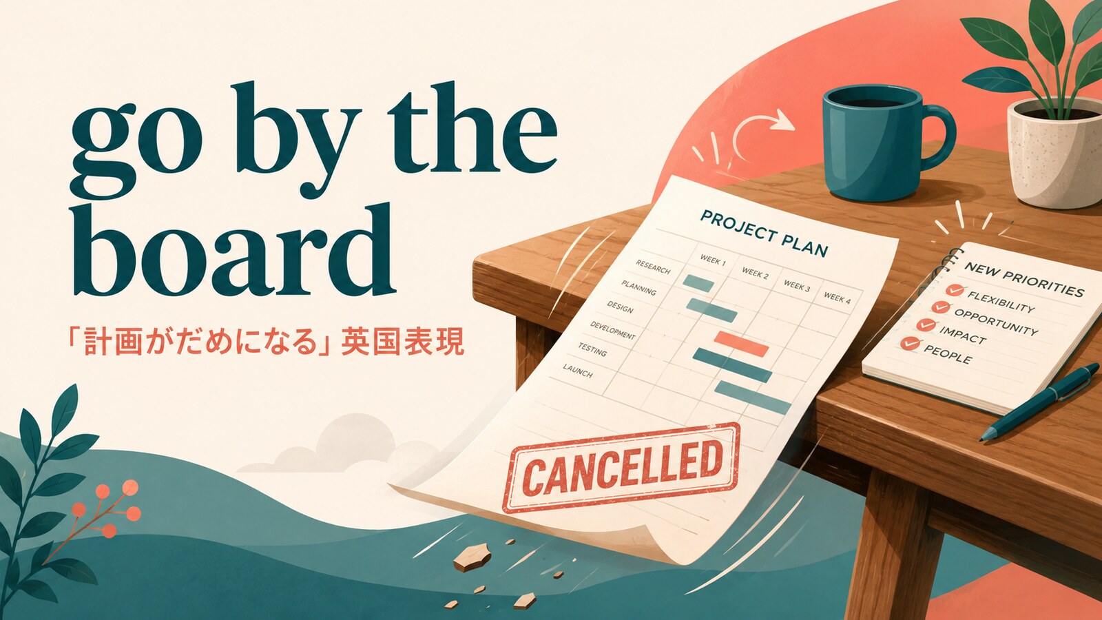 go by the boardの意味は？計画・基準が「だめになる」英国表現の使い方