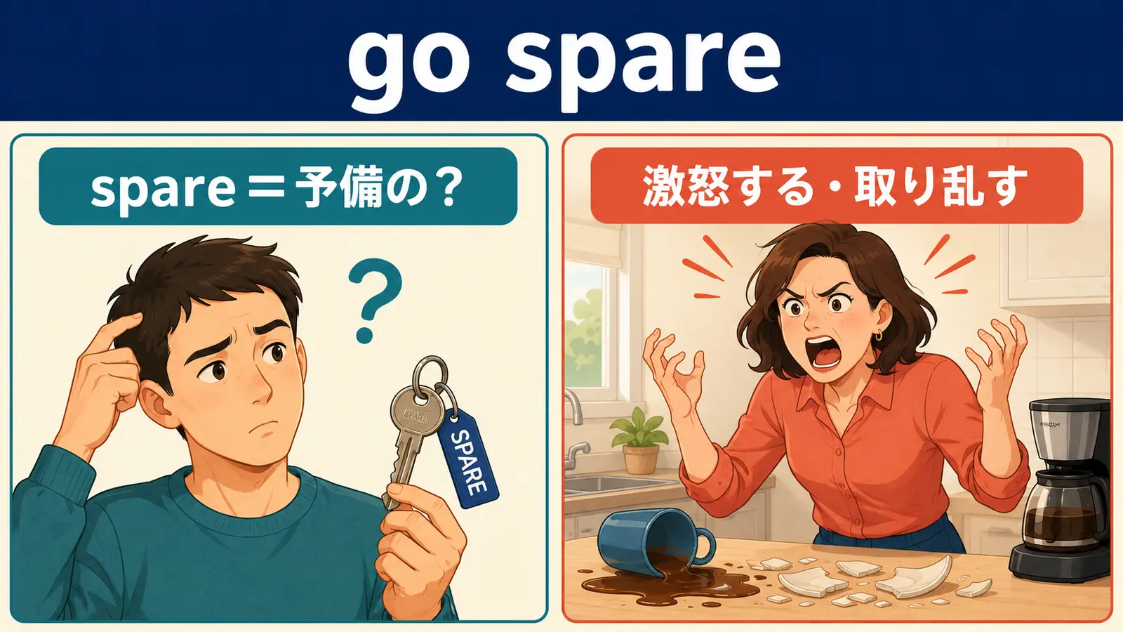 go spareの直訳イメージと実際の意味の比較図