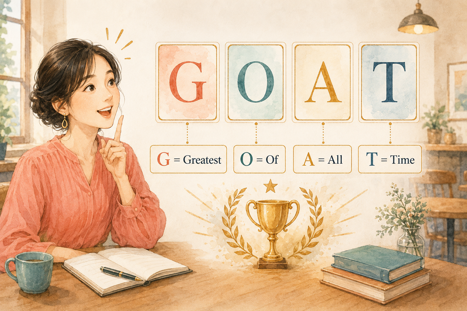 GOATがGreatest Of All Timeの頭文字であることを示すイラスト