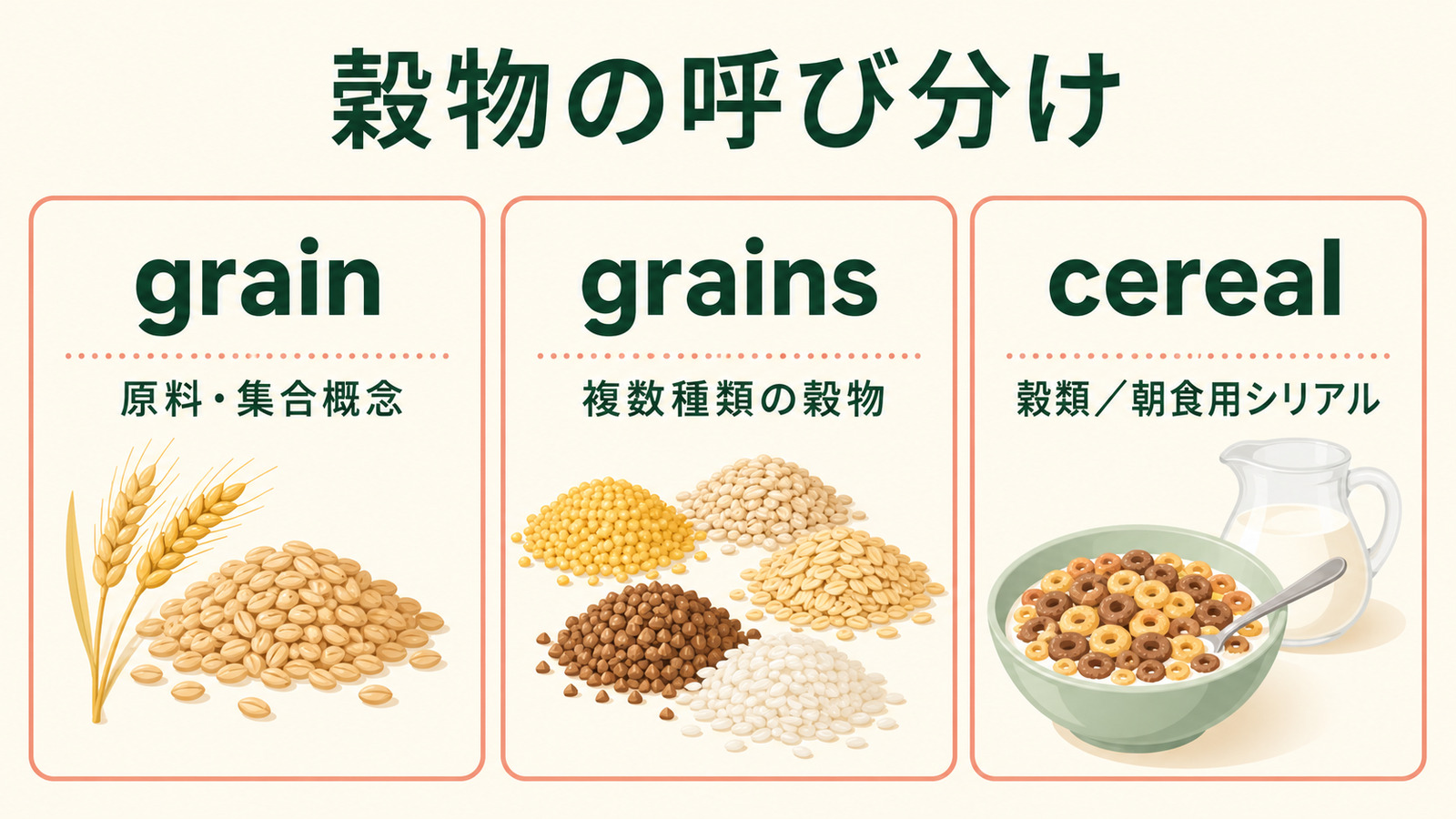 穀物は英語で?grain・grains・cerealの表現の違い