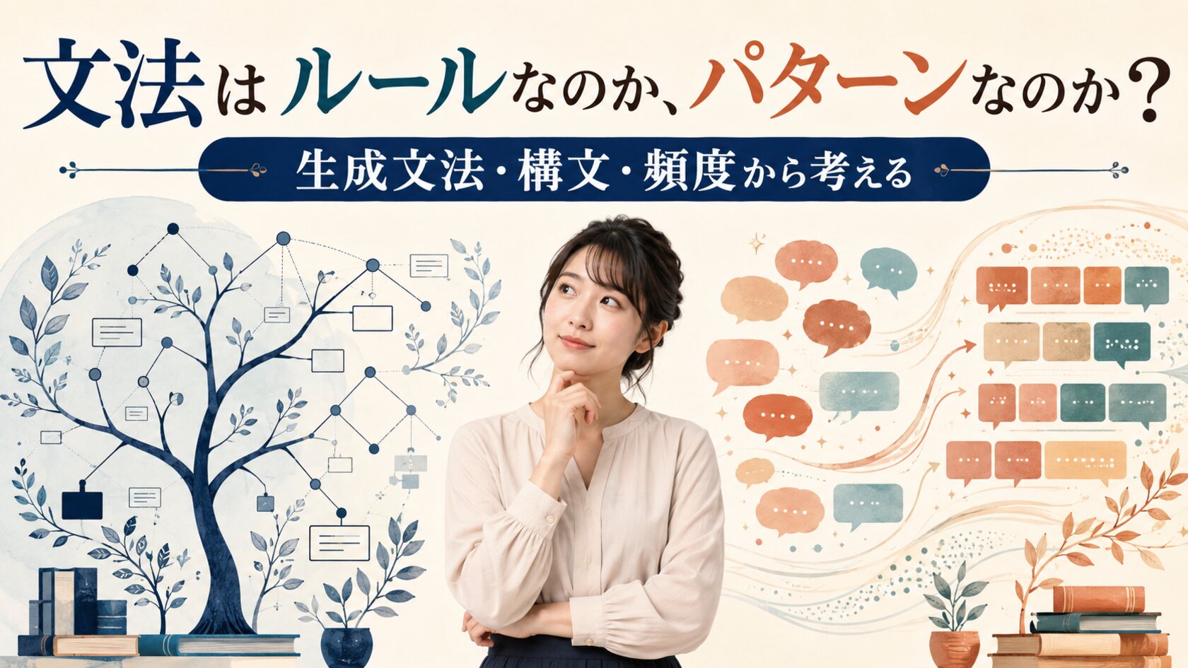文法を生成する体系と使用から育つパターンの両面から考えるイメージ