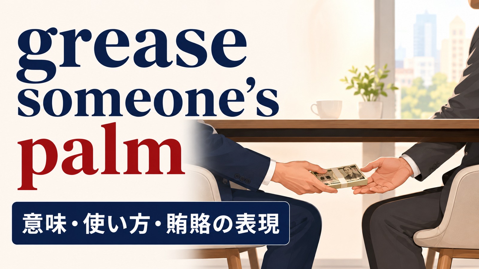grease someone’s palmの意味は？「賄賂を渡す」の使い方・語順と例文