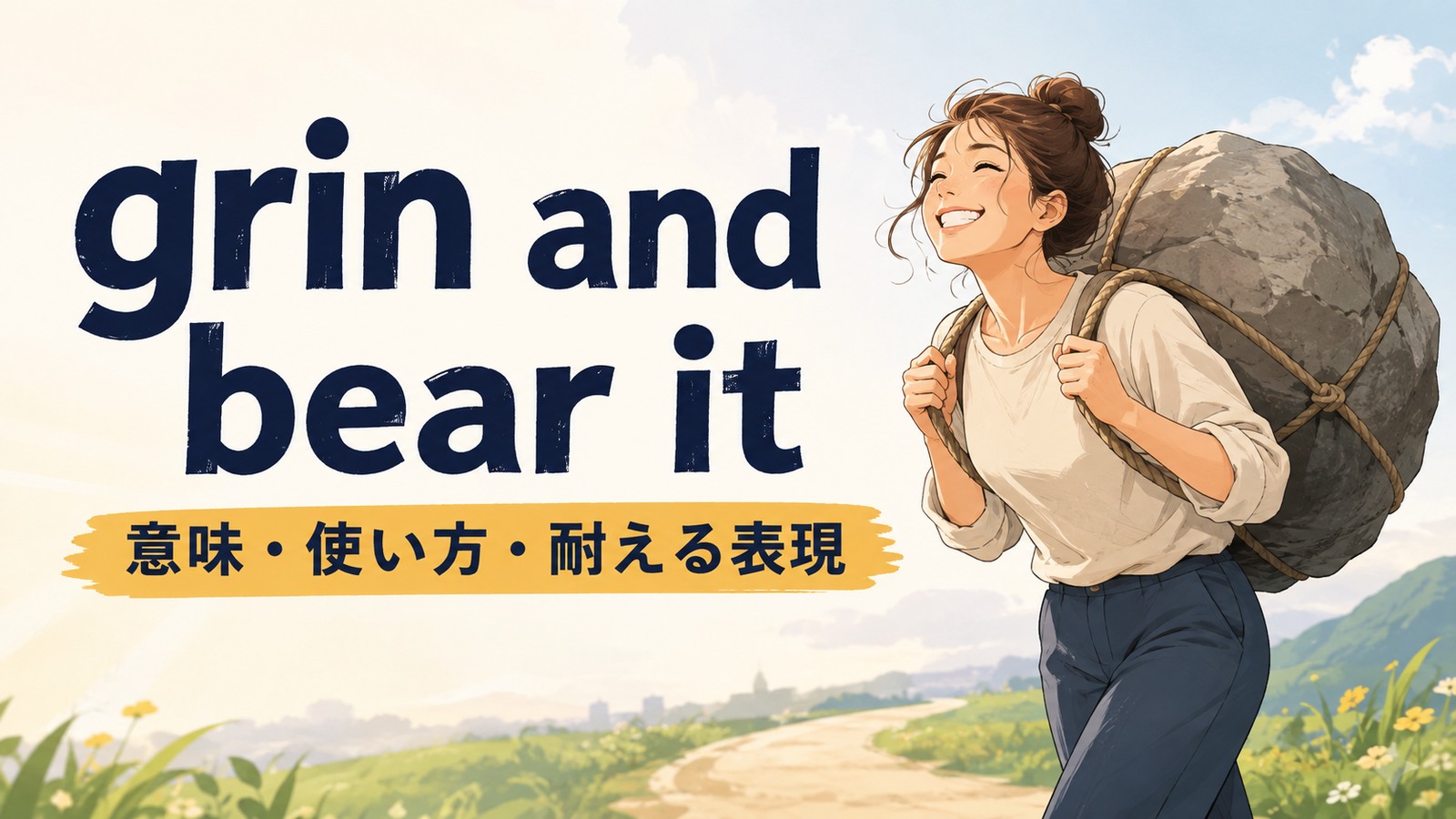 grin and bear itの意味・使い方を解説するアイキャッチ画像