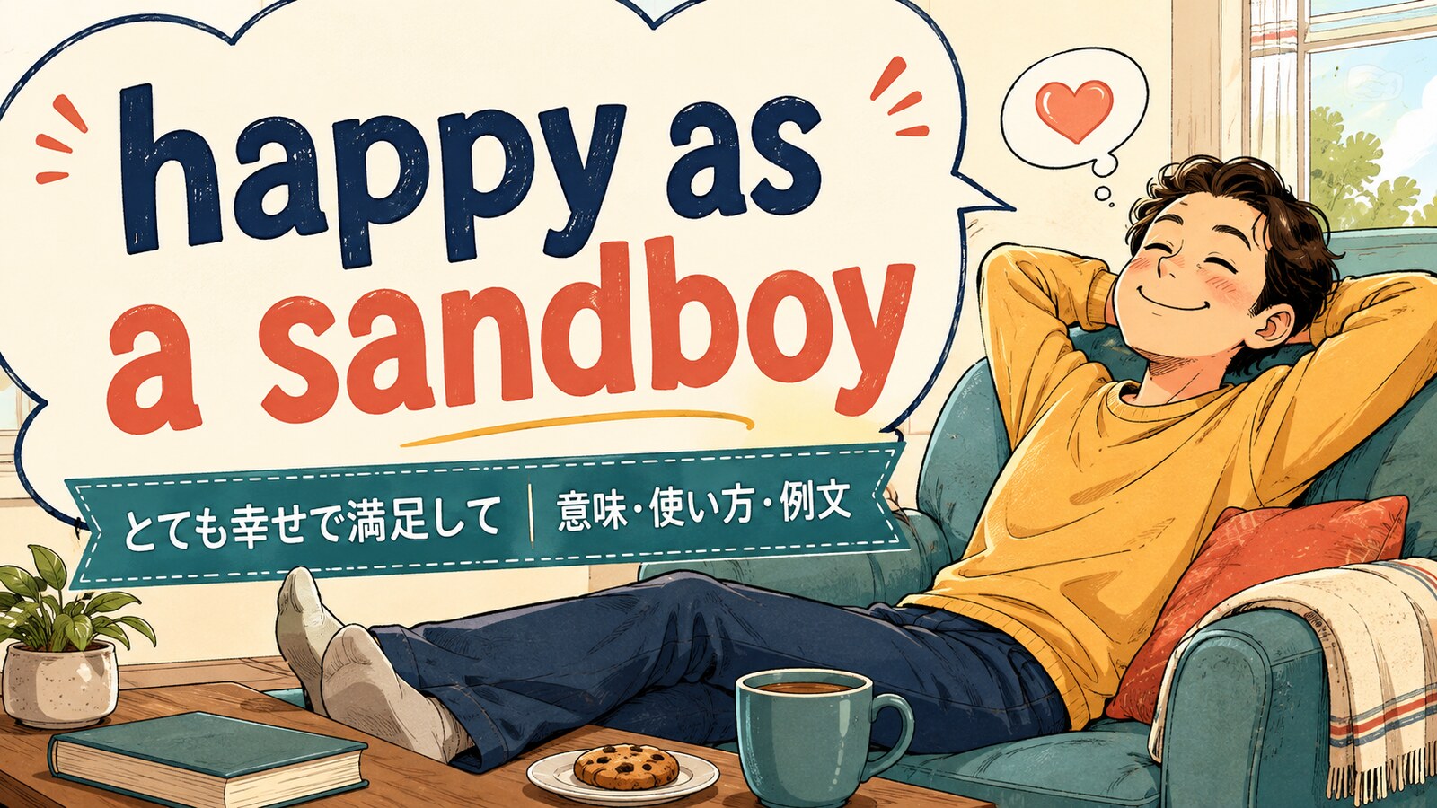 happy as a sandboyの意味・使い方・例文を紹介するアイキャッチ画像