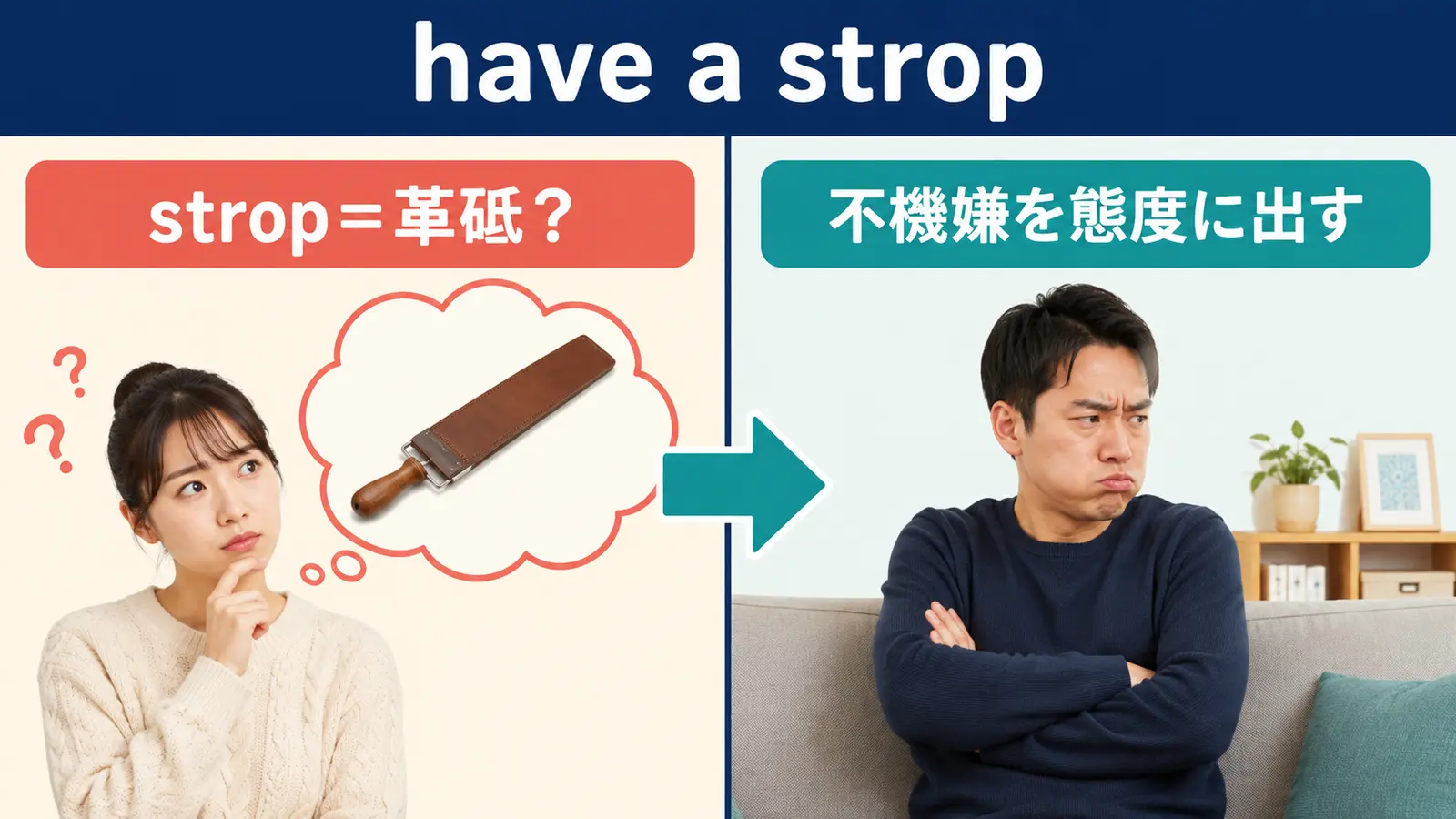 have a stropの直訳イメージと実際の意味の比較図