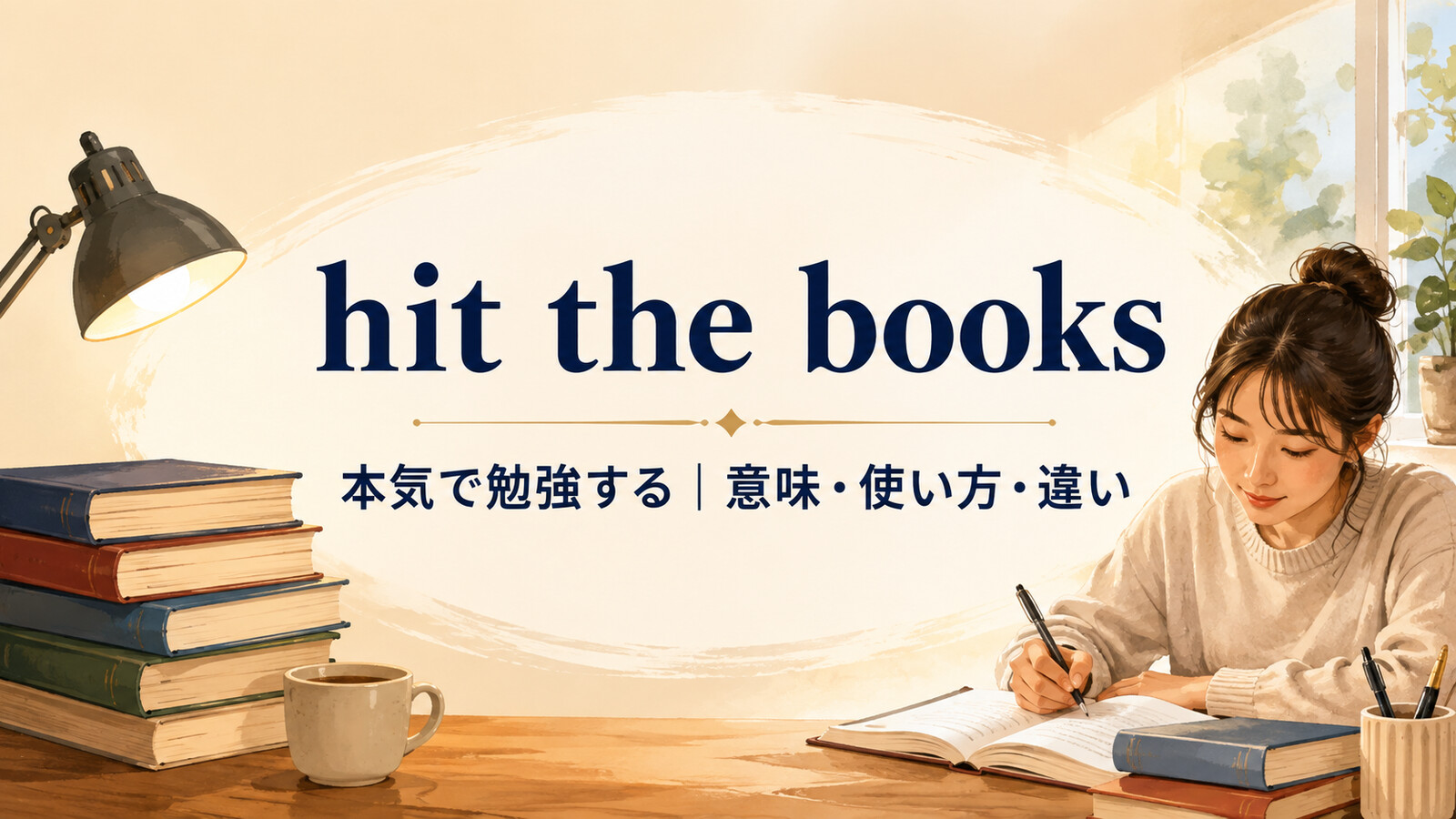 hit the booksの意味・使い方・違いを解説するアイキャッチ画像